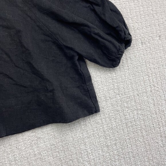 House of Harlow 1960 Women's Size XS Black Linen blend Crop Top Short sleeves - Picture 5 of 13